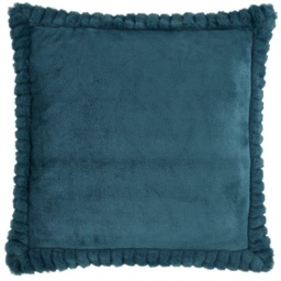 Catherine Lansfield Velvet and Fur Cushion Teal - thumbnail 2