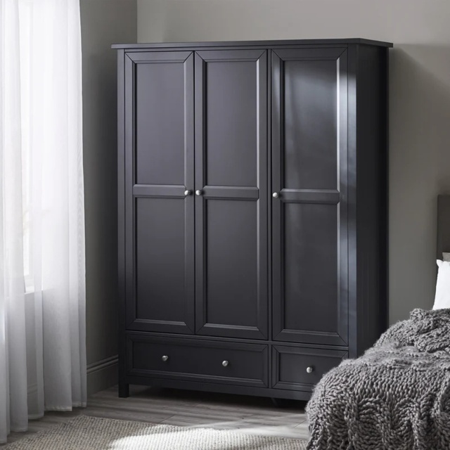 Julian Bowen Maine 3 Door Combination Wardrobe - Anthracite - image 1