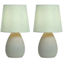 BHS Freya Teardrop Ceramic Table Lamp Pack of 2 - Green - thumbnail 1