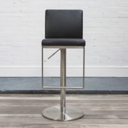 HND Cadiz Bar Stool Stainless Steel Frame - Grey PU Leather - thumbnail 2