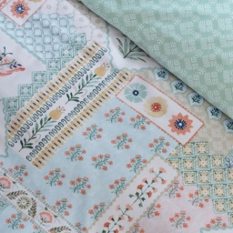 Catherine Lansfield Folk Patchwork Duvet Set - Green - Single - thumbnail 3