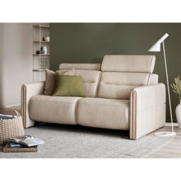 Stressless Emily 2 Seater Power Recliner Sofa With Wood Arms - Paloma Leather - thumbnail 1