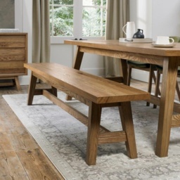 Brandon Rustic Oak Large Dining Bench - thumbnail 1