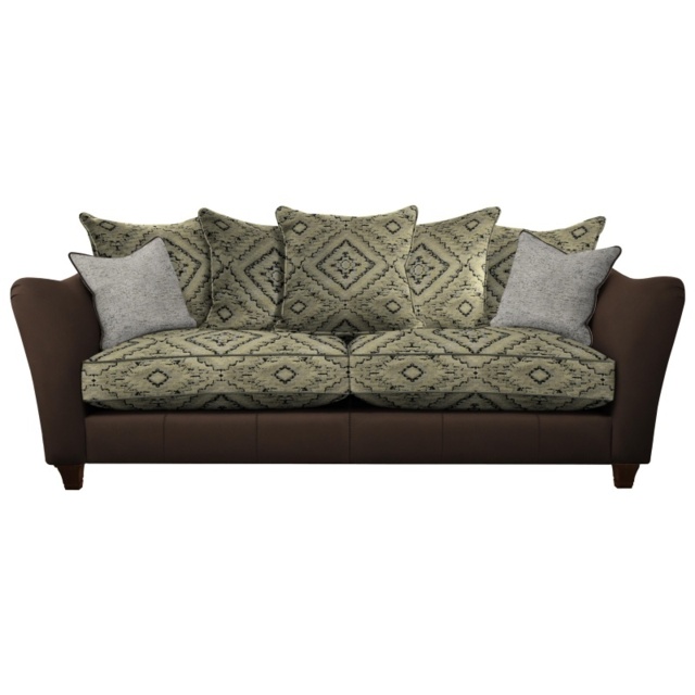 Parker Knoll Harriet Grand Pillow Back Leather/Fabric Sofa - Leather/Fabric Mix - image 1