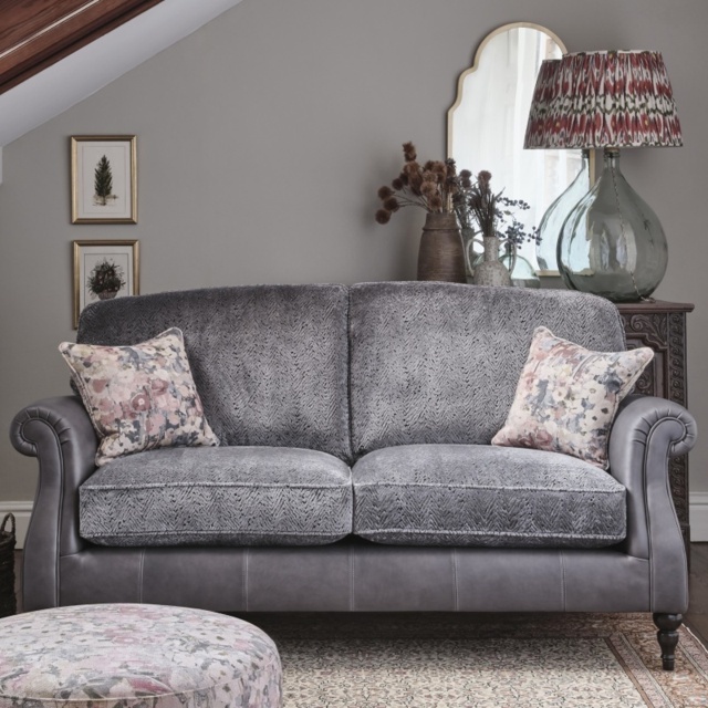 Parker Knoll Eastbury Large 2 Seater Formal Back Leather/Fabric Sofa - Leather/Fabric Mix - image 1
