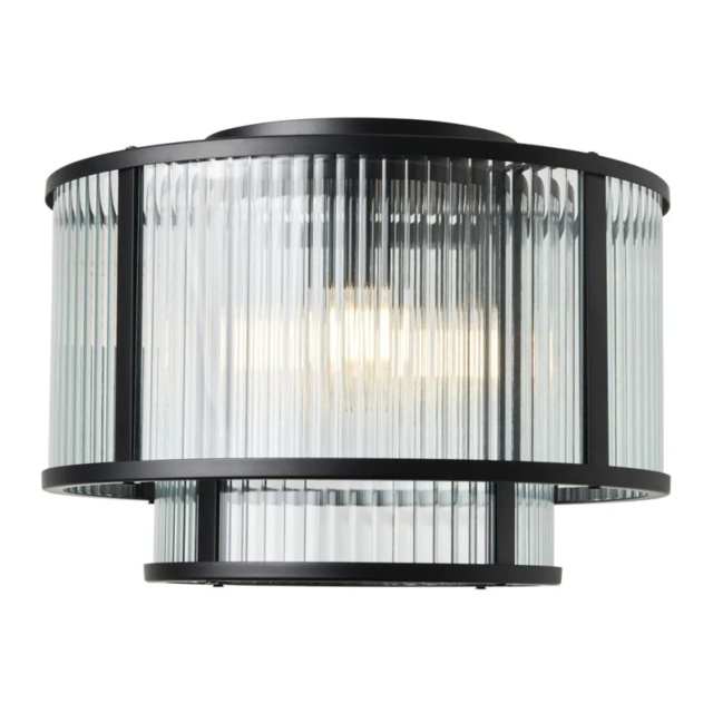 BHS Jasmine Ribbed Glass Flush Ceiling Light - Black - image 1