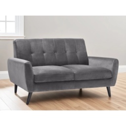 Julian Bowen Monza 2 Seater Sofa - Dark Grey Velvet - thumbnail 1