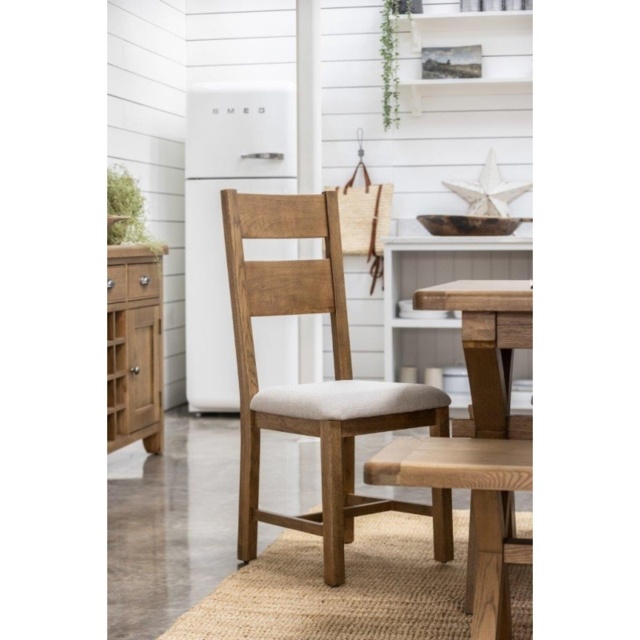 Juniper Pair of Upholstered Slat Back Dining Chairs - Smoked Oak - image 1
