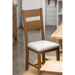 Juniper Pair of Upholstered Slat Back Dining Chairs - Smoked Oak - thumbnail 4