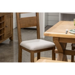 Juniper Pair of Upholstered Slat Back Dining Chairs - Smoked Oak - thumbnail 6