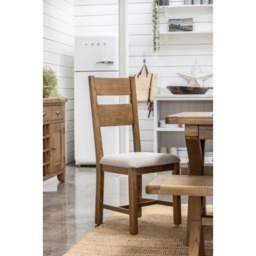Juniper Pair of Upholstered Slat Back Dining Chairs - Smoked Oak - thumbnail 1