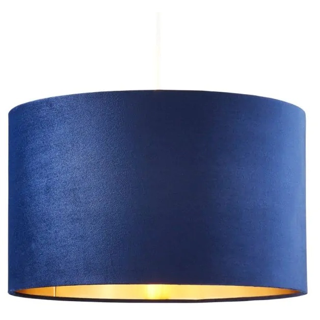 BHS Velvet Easy Fit Light Shade 40cm - Navy/Brass - image 1