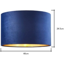 BHS Velvet Easy Fit Light Shade 40cm - Navy/Brass - thumbnail 4