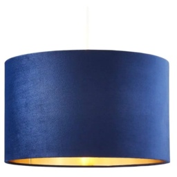 BHS Velvet Easy Fit Light Shade 40cm - Navy/Brass - thumbnail 1