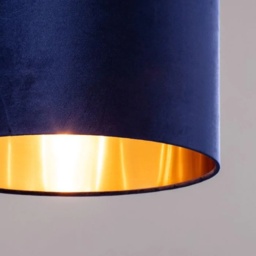 BHS Velvet Easy Fit Light Shade 40cm - Navy/Brass - thumbnail 3