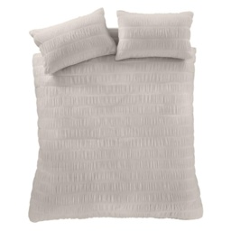 Catherine Lansfield Seersucker Natural Duvet Set - Super King - thumbnail 2