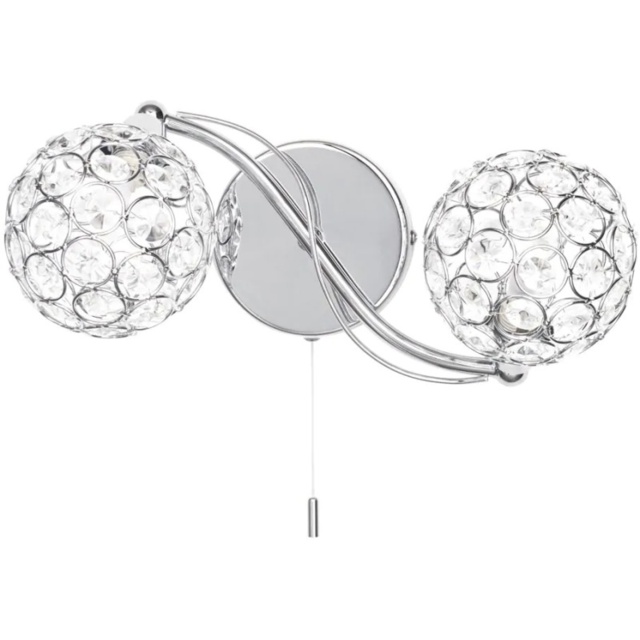 BHS Orianna 2 Light Wall Light - Chrome/Clear - image 1