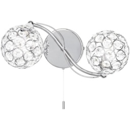 BHS Orianna 2 Light Wall Light - Chrome/Clear