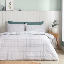 Catherine Lansfield Cartmel Check Duvet Set - Green - Double - thumbnail 4