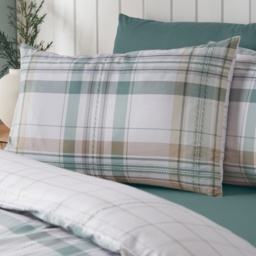 Catherine Lansfield Cartmel Check Duvet Set - Green - Double - thumbnail 2