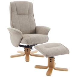 Maine Fabric Recliner Chair and Stool Set - Camel - thumbnail 3