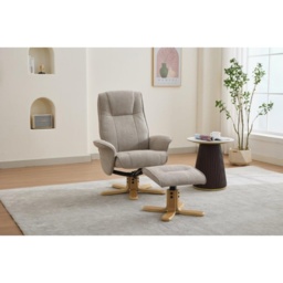 Maine Fabric Recliner Chair and Stool Set - Camel - thumbnail 1