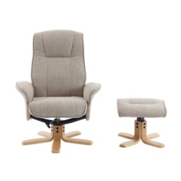 Maine Fabric Recliner Chair and Stool Set - Camel - thumbnail 2