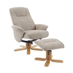 Maine Fabric Recliner Chair and Stool Set - Camel - thumbnail 4