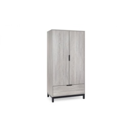 Julian Bowen Bali 2 Door 1 Drawer Wardrobe - Grey Oak - thumbnail 4
