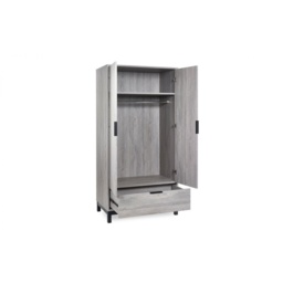 Julian Bowen Bali 2 Door 1 Drawer Wardrobe - Grey Oak - thumbnail 5