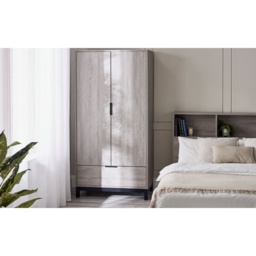 Julian Bowen Bali 2 Door 1 Drawer Wardrobe - Grey Oak - thumbnail 1