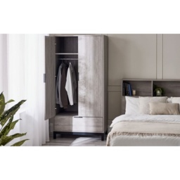 Julian Bowen Bali 2 Door 1 Drawer Wardrobe - Grey Oak - thumbnail 3