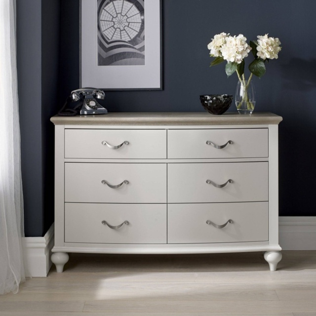 Montreal 6 Drawer Wide Chest - Grey Washed Oak and Soft Grey - image 1