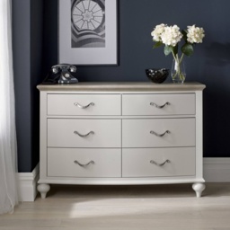 Montreal 6 Drawer Wide Chest - Grey Washed Oak and Soft Grey