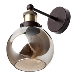 BHS Carter Industrial 1 Light Wall Light - Bronze Brass With Smoke - thumbnail 1