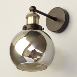 BHS Carter Industrial 1 Light Wall Light - Bronze Brass With Smoke - thumbnail 2