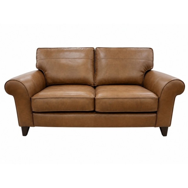 The Lounge Co Penelope 2.5 Seater Sofa in Dallas Tan Leather With Vintage Oak Tapered Legs - image 1