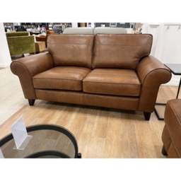 The Lounge Co Penelope 2.5 Seater Sofa in Dallas Tan Leather With Vintage Oak Tapered Legs - thumbnail 4