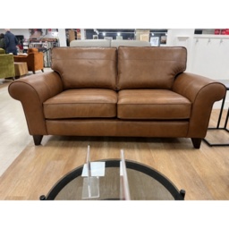 The Lounge Co Penelope 2.5 Seater Sofa in Dallas Tan Leather With Vintage Oak Tapered Legs - thumbnail 2
