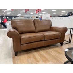 The Lounge Co Penelope 2.5 Seater Sofa in Dallas Tan Leather With Vintage Oak Tapered Legs - thumbnail 3