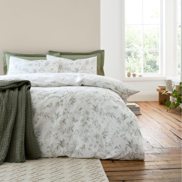 Bianca Thea Floral Duvet Set - Green - Single - image 1