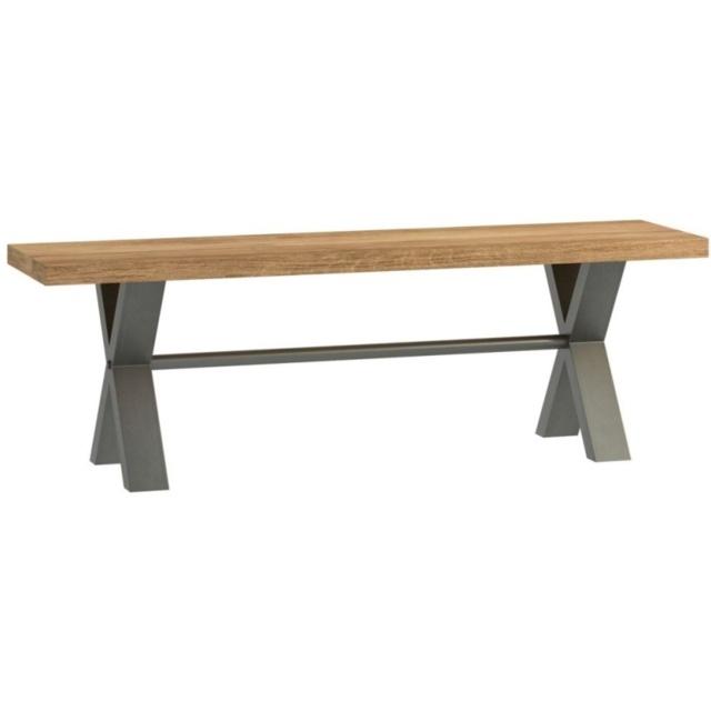 Brooklyn Oak Top Dining Bench With Cross Steel Legs - 180cm - image 1