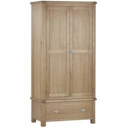 Julian Bowen Memphis 2 Door 1 Drawer Wardrobe - Limed Oak - thumbnail 2