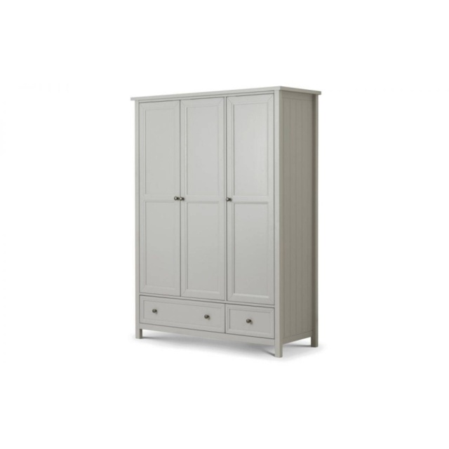 Julian Bowen Maine 3 Door Combination Wardrobe - Dove Grey - image 1