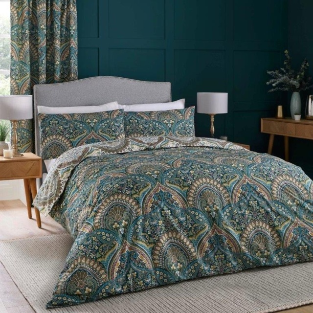 Dreams and Drapes Design Palais Reversible Teal Duvet Set - Single - image 1