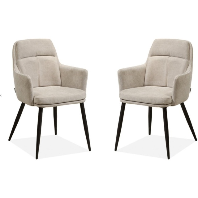 Annie Upholstered Dining Armchair Pair - Miami Toffee Fabric