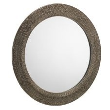 Julian Bowen Cadence Large Round Pewter Wall Mirror - thumbnail 2