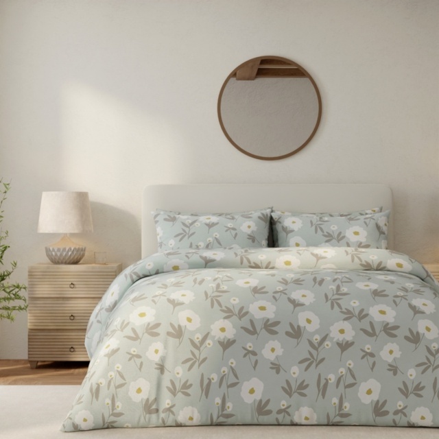 Vantona Simple Floral Duvet Set - Duck Egg - Single - image 1