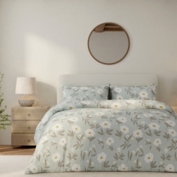 Vantona Simple Floral Duvet Set - Duck Egg - Single - thumbnail 1