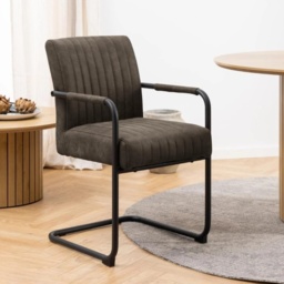 Adele Dining Chair With Armrest - Anthracite - thumbnail 1